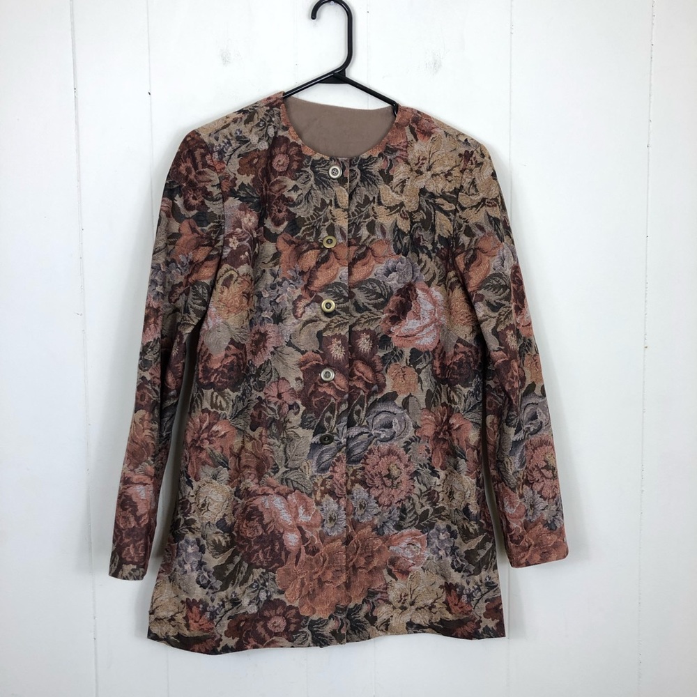 Vintage Floral Print Button Down Top Sz M‎